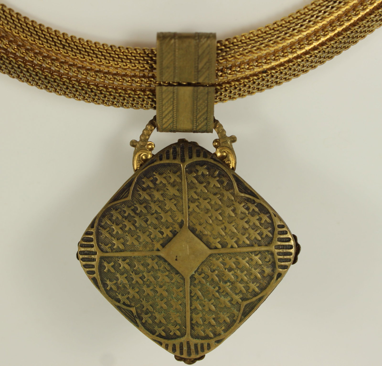 Tibetan Brass Pendant on matching Chain - 4