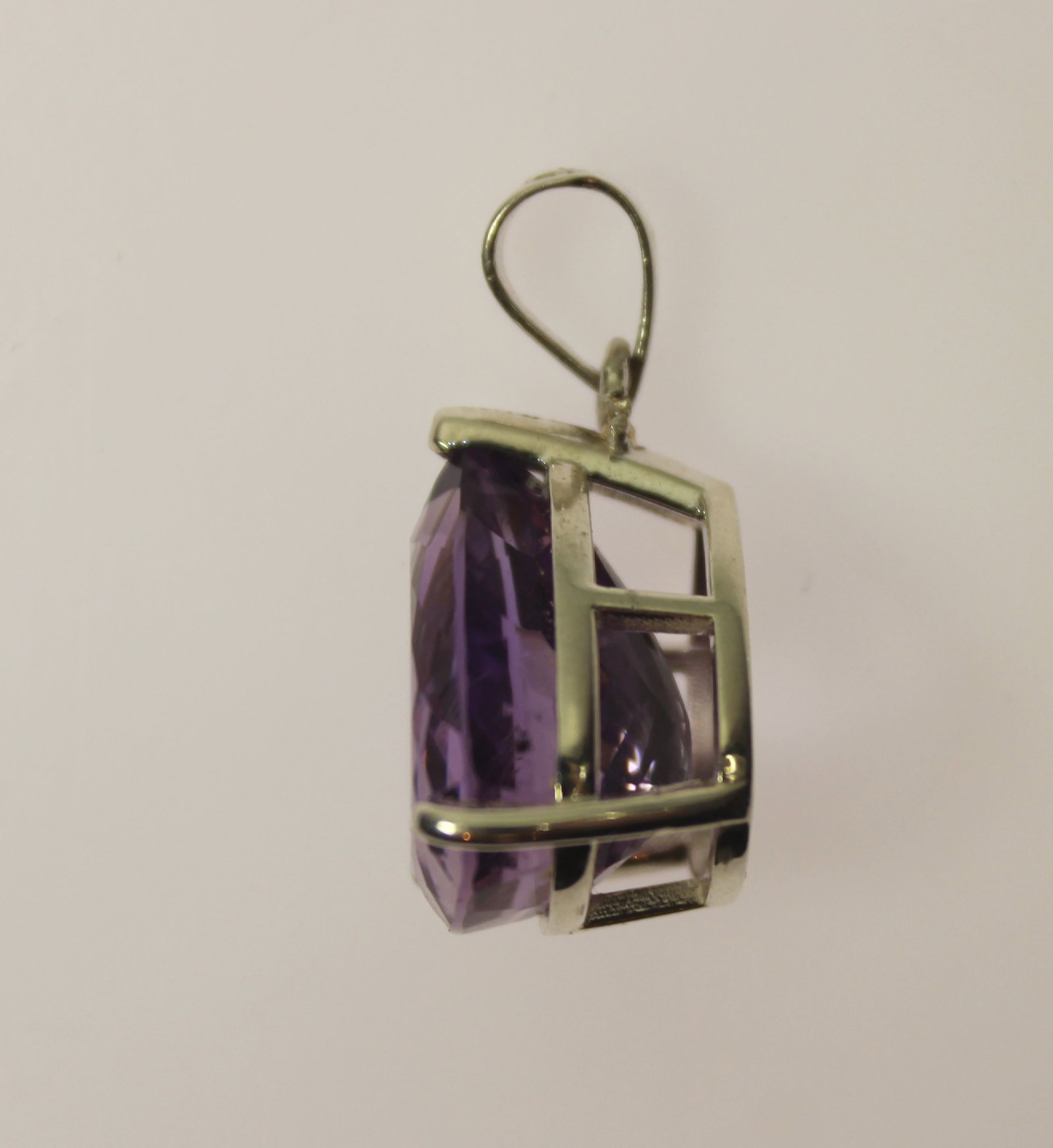 Amethyst Pear Shape Pendant in Sterling (925) Silver - 3