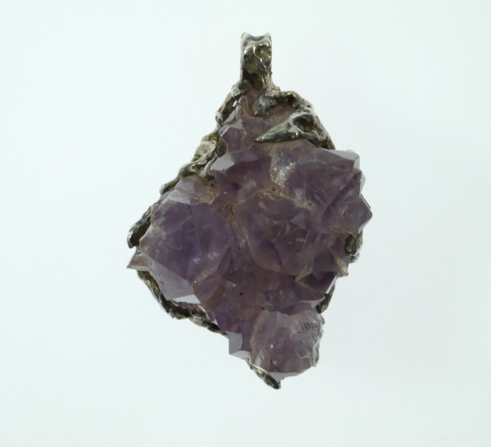 Large Amethyst Crystal set in Custom Sterling (925) Silver Mount - 2