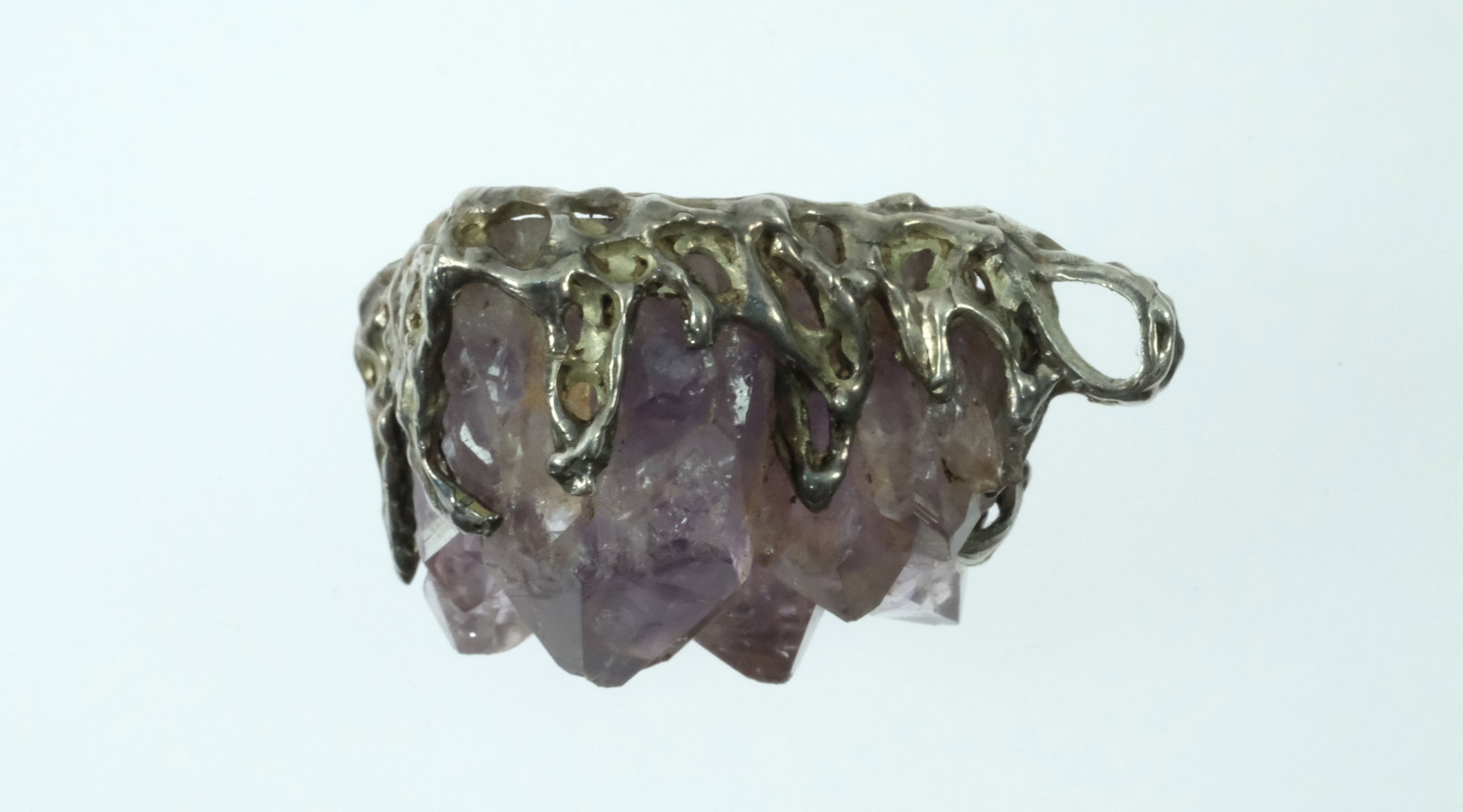 Large Amethyst Crystal set in Custom Sterling (925) Silver Mount - 3