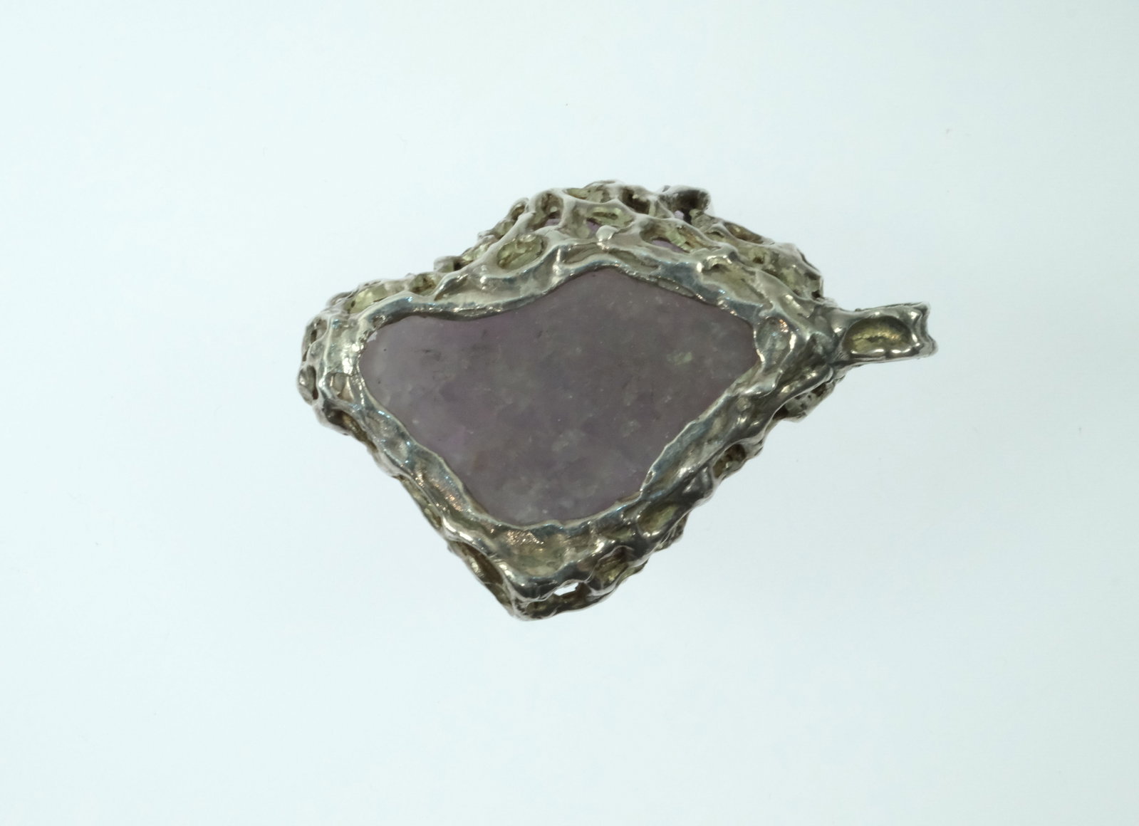 Large Amethyst Crystal set in Custom Sterling (925) Silver Mount - 5
