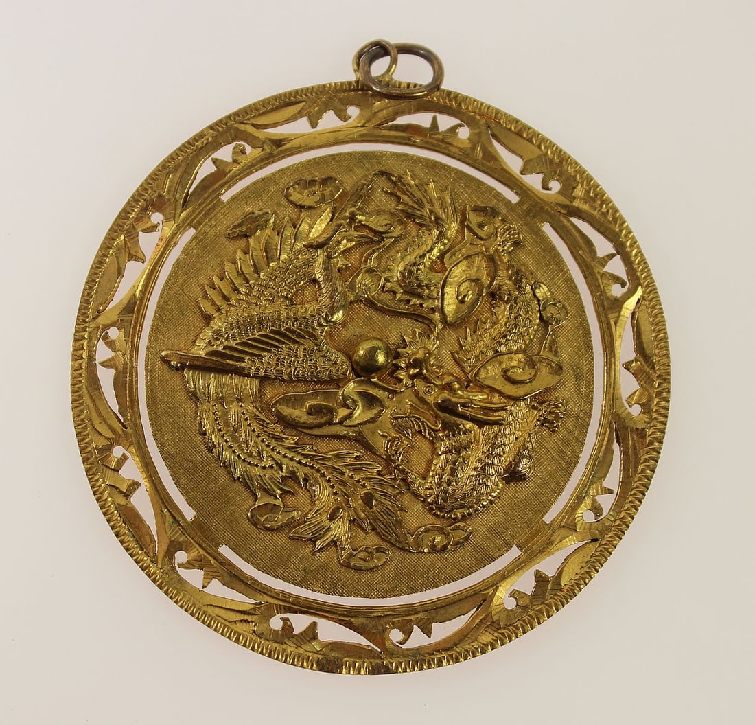 Chinese Pendant in Gilt Metal - 2