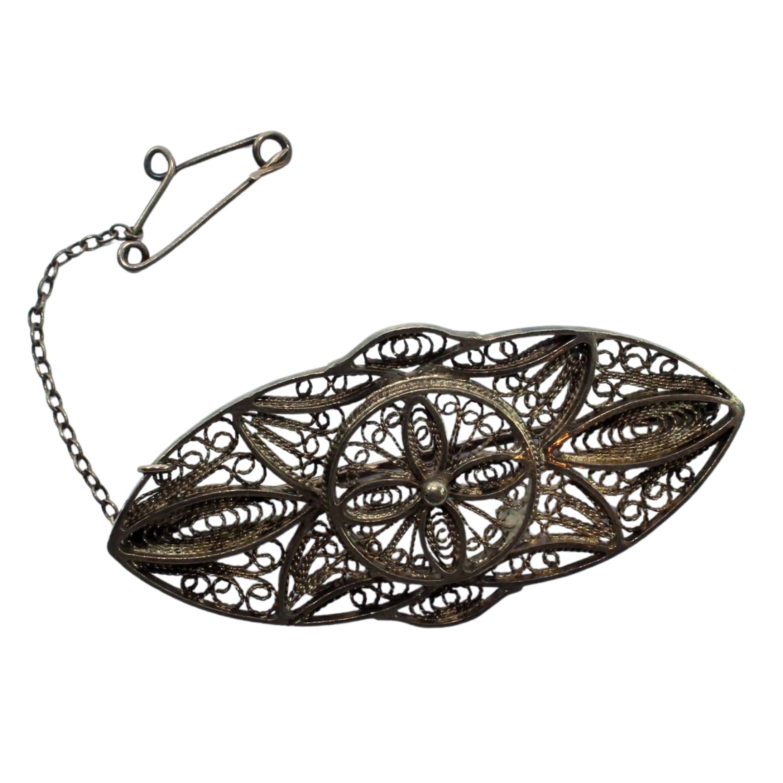 Vintage Wire Work Sterling (925) Silver Brooch: Pretty Size Weight 8.24gms : 5.5x2.5gms Medium Jewelry