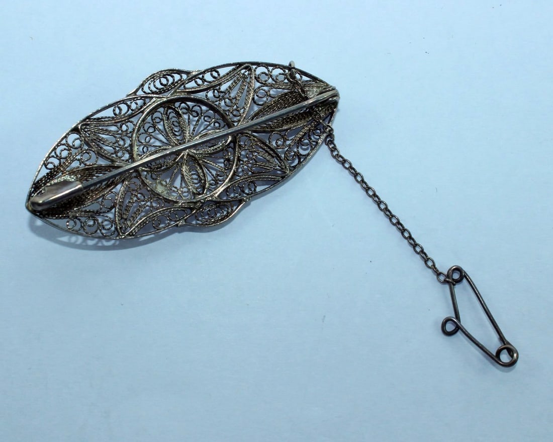 Vintage Wire Work Sterling (925) Silver Brooch - 2