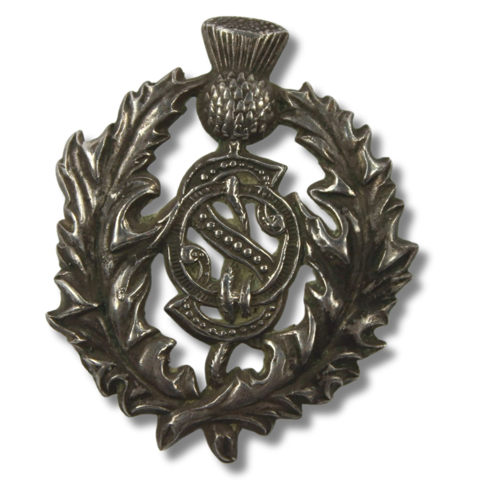 Australia c.1880s Q(ueenland) S(cottish) R(egiment) Badge in Sterling (925) Silver, Very Fine: . Size 4 x 3.5 cm Medium Jewelry