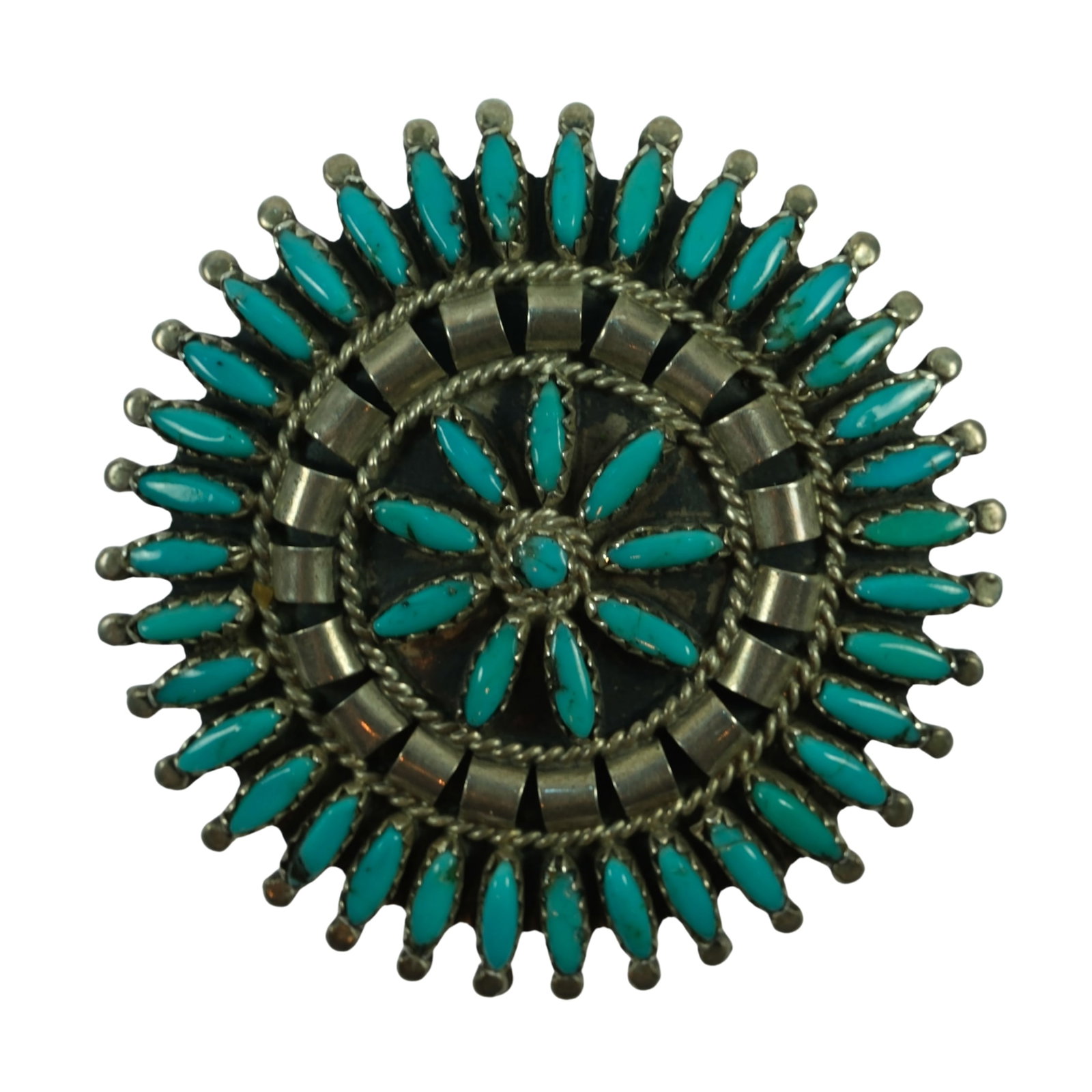 Navajo Indian Pendant/Brooch in Turquoise & Sterling (925) Silver: . Size Diameter 4.5cm : Weight 14.09grams Medium Jewelry