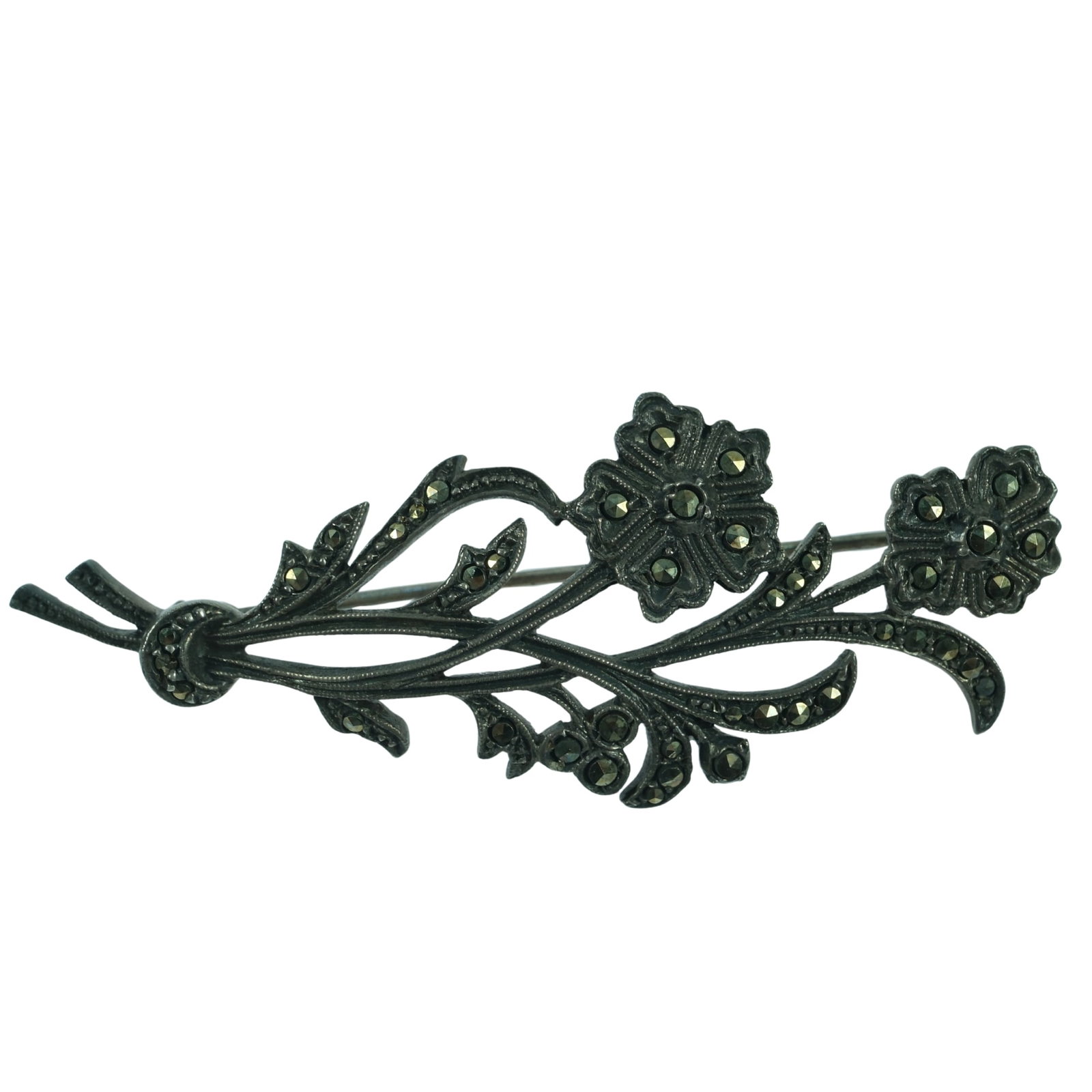 Vintage Marcasite Brooch in Sterling (925) Silver: . Size Length 5cms : Weight 6.24gms Medium Jewelry