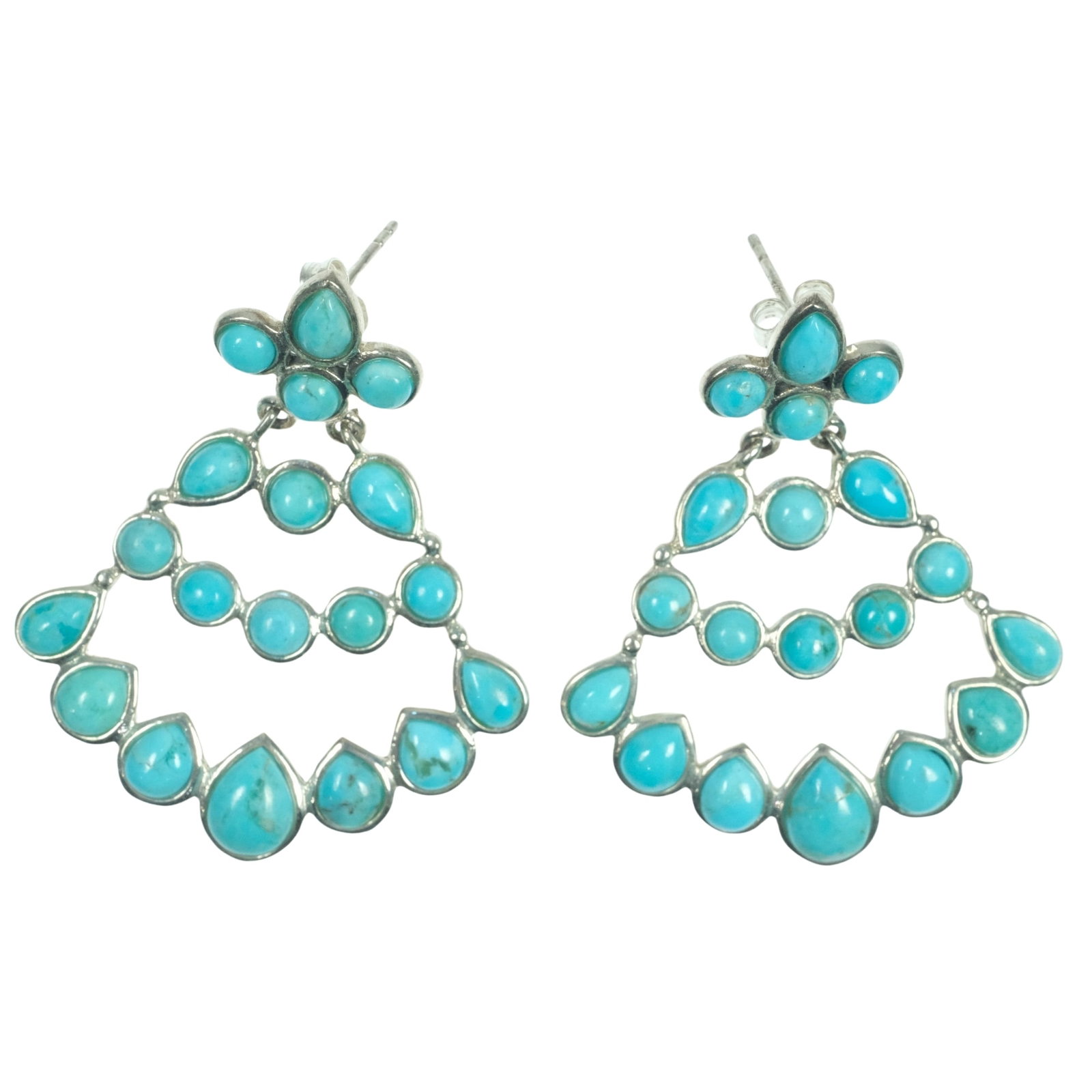Turquoise Earrings in Sterling (925) Silver (Pair) (1 of 2)