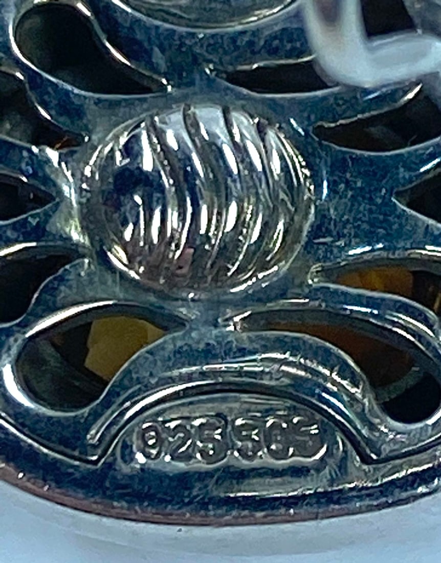 Clip-on Earrings featuring a Sterling (925) Silver Rope Bezel with Chequerboard-cut Citrines (Pair) - 5