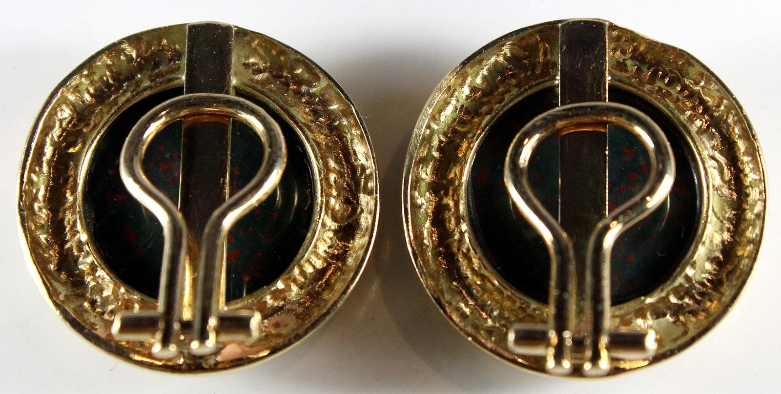Bloodstone Clip-on Earrings in 9ct Gold (Pair) - 2