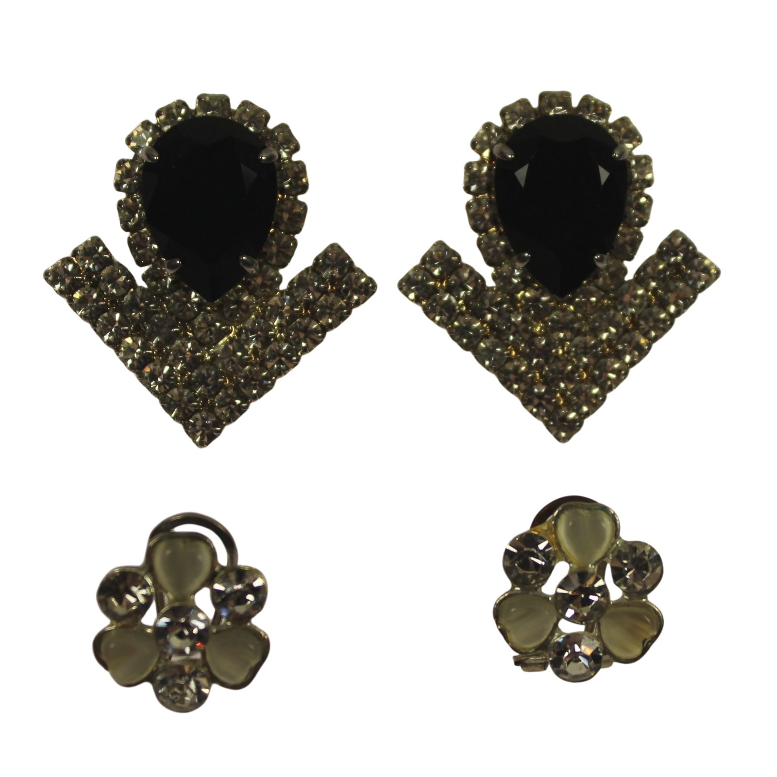Vintage Crystal Clip-on Earrings (2 pairs): . Medium Jewelry