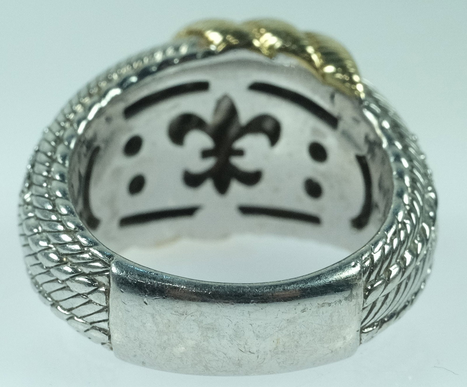 Thai Sterling (925) Silver Ring with 14K Gold-plate insert & set with Cubic Zirconias - 4