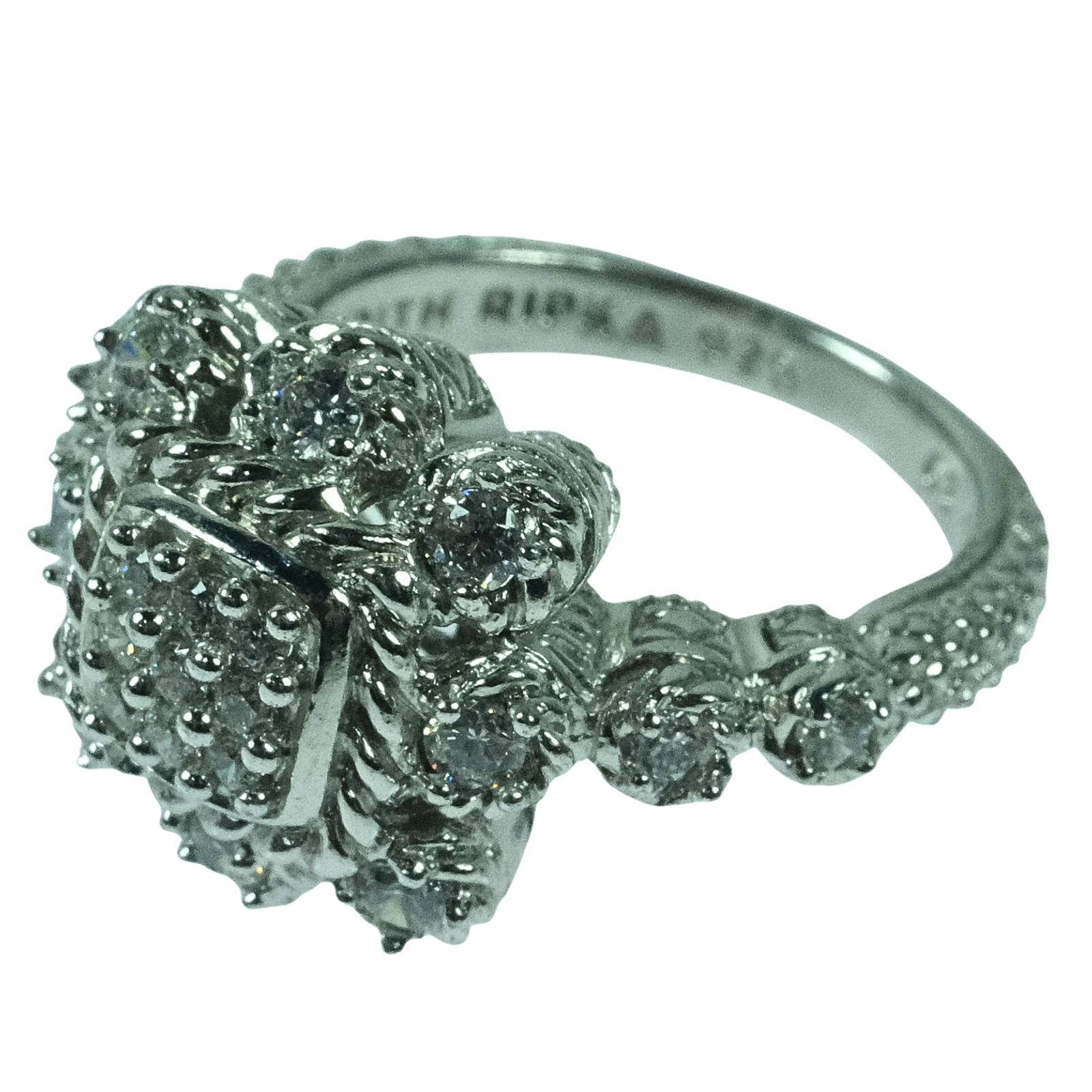 Thai Sterling (925) Silver Ring set with Cubic Zirconias: Maker Judith Ripka Size Size P/Q Medium Jewelry