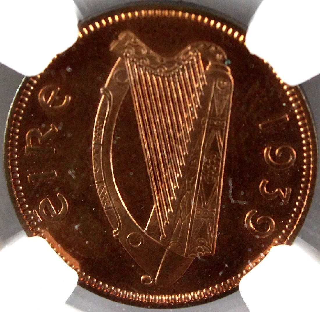 Ireland 1939 Proof Farthing, NGC PF62 RB (Pop 1) - 2