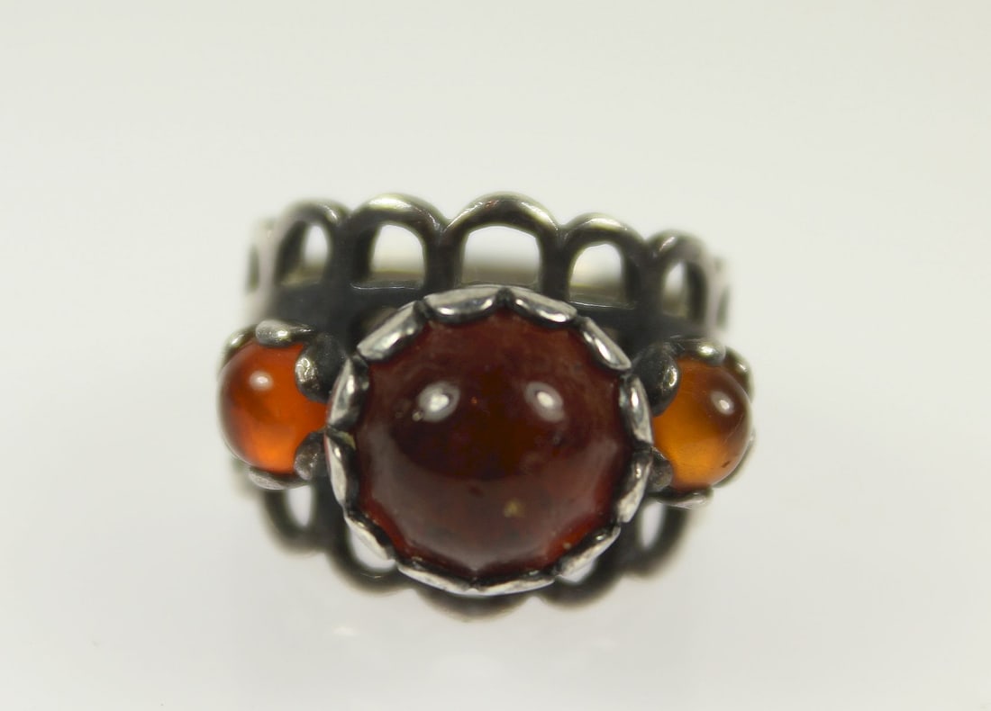 Amber Ring in Sterling (925) Silver - 2