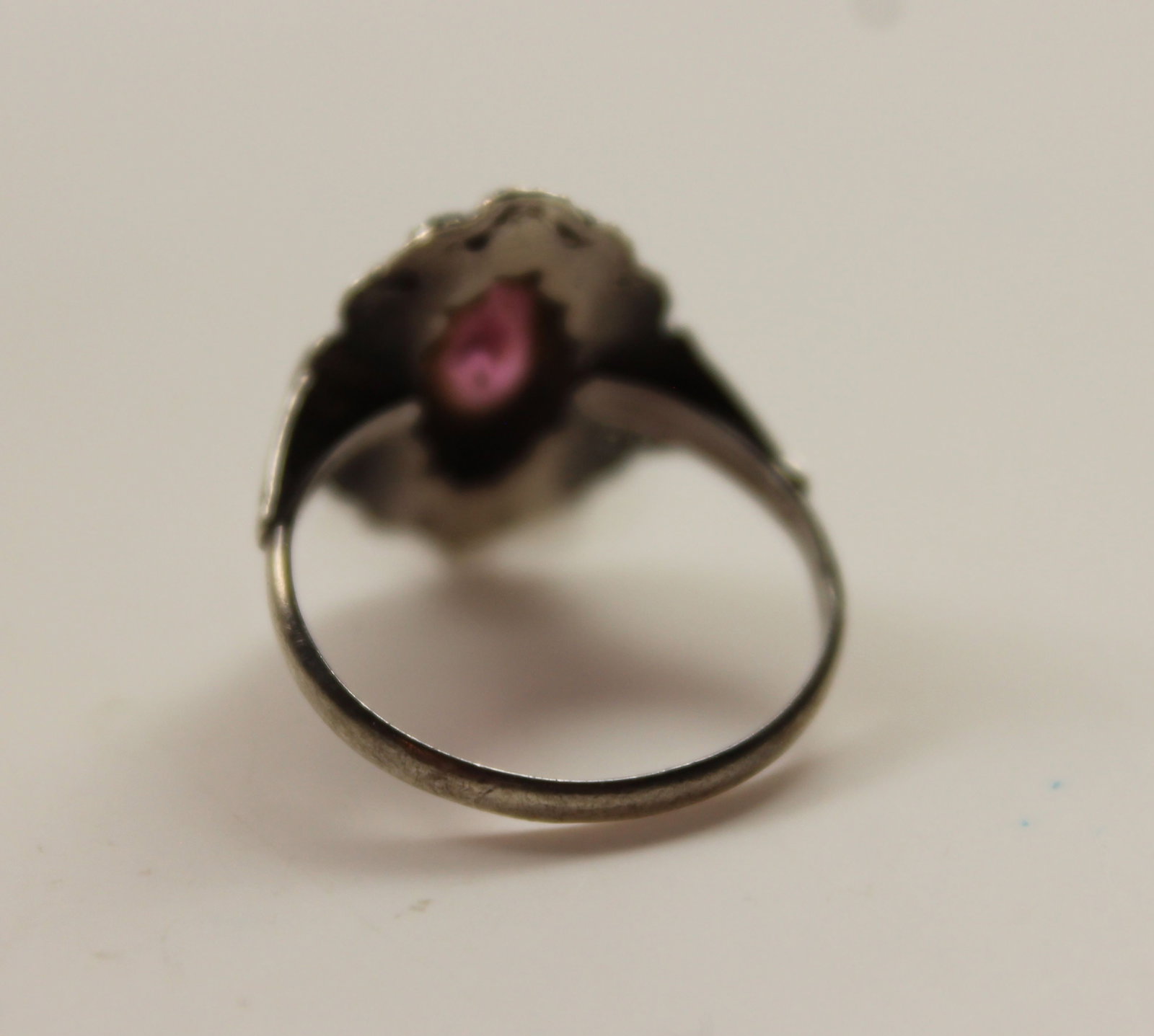 Faux Ruby & Marcasite Ring in Sterling (925) Silver - 3