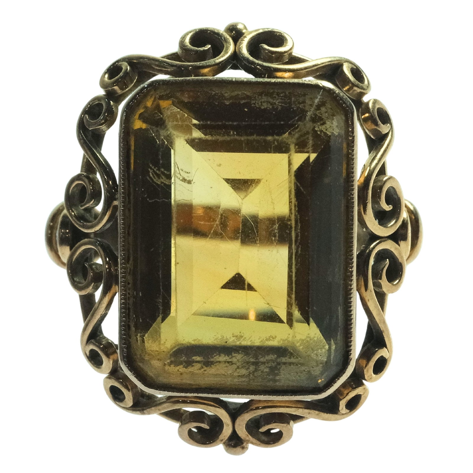 Large Citrine Ring in 14ct Yellow Gold: . Size Size R : Total weight 8.87 gmm Medium Jewelry
