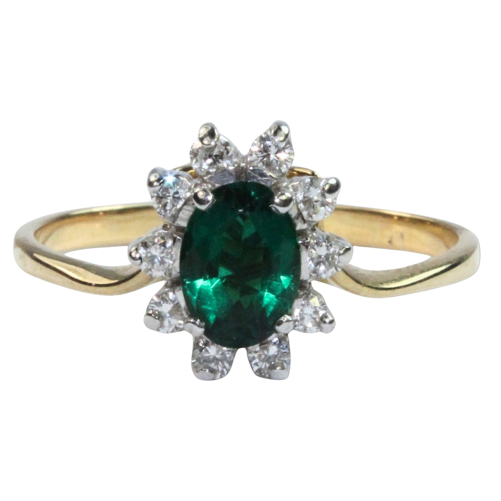 Gilson Emerald & Diamond Ring in 18ct Yellow Gold: . Size Size T : Total weight 3.52gms Medium Jewelry
