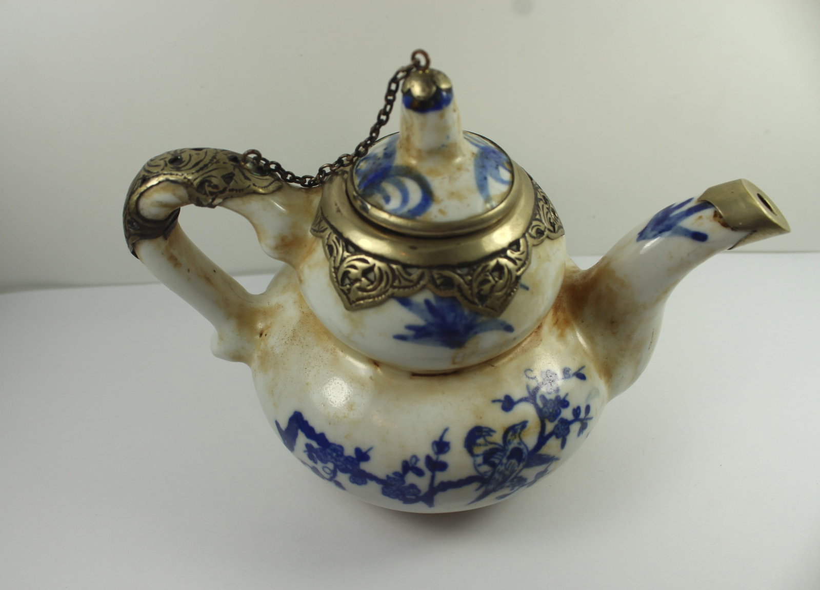 Chinese Late Qing Dynasty Teapot with White Metal adornments - 5