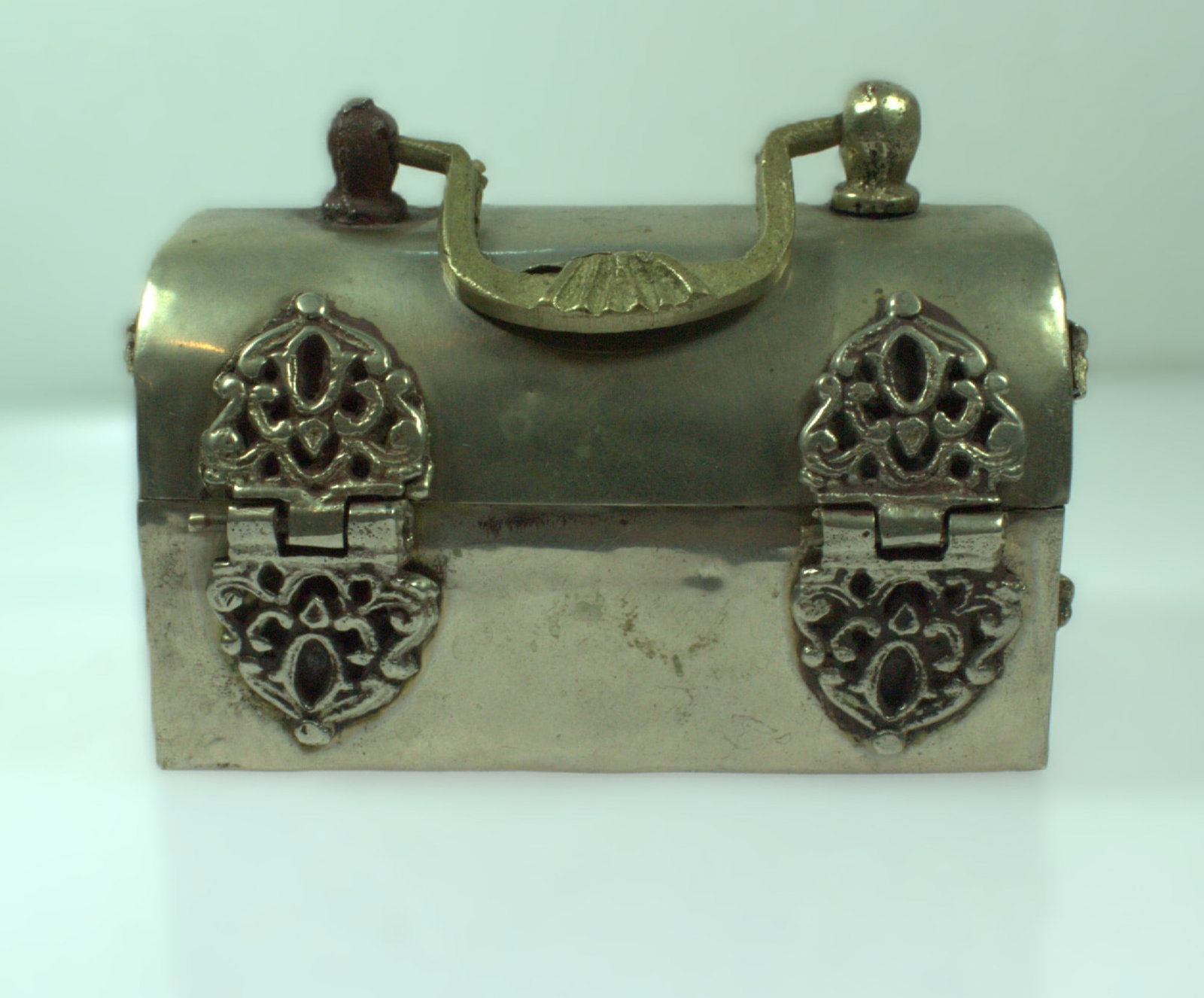 Small Silver-plated Chinese Hinged Jewellery Chest - 3
