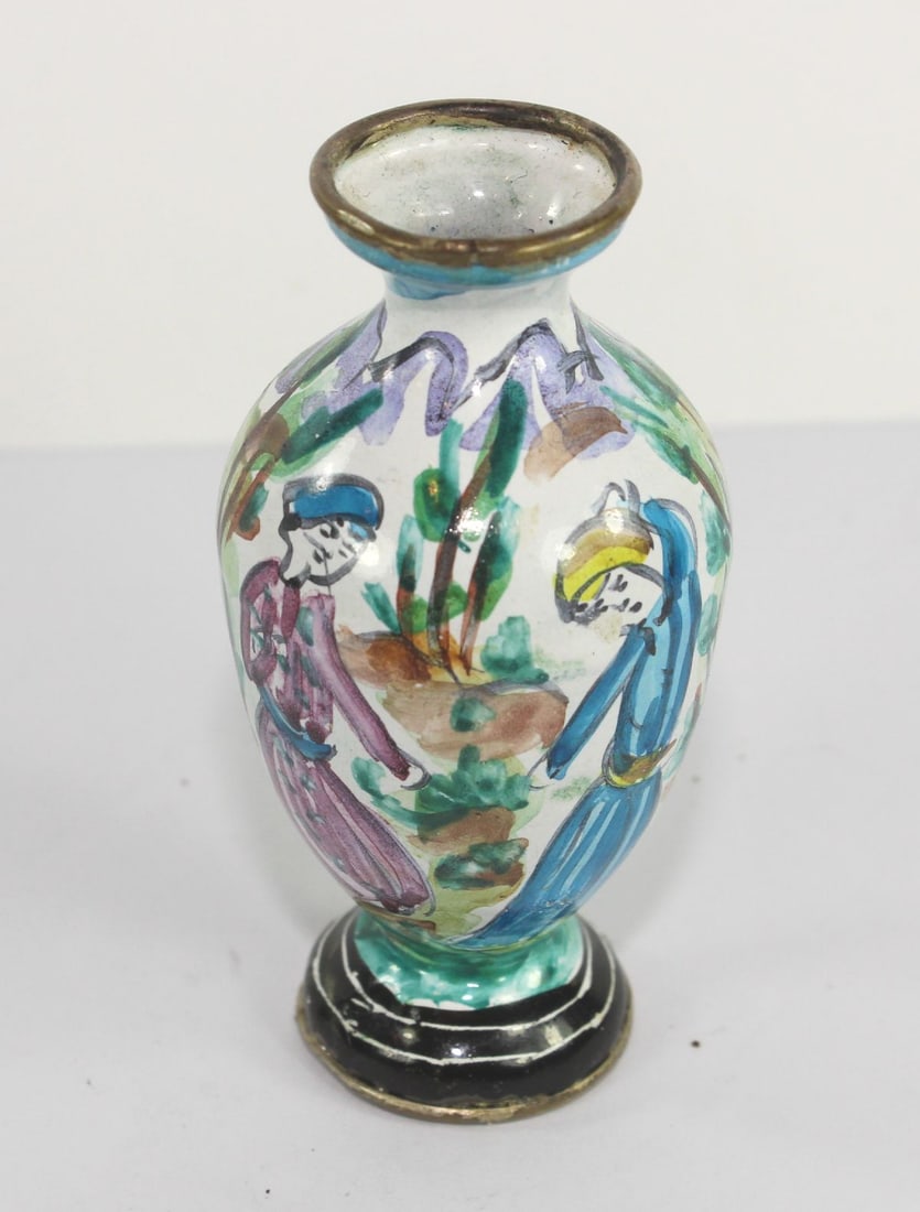 Persian hand-painted Enamel Miniature Vase - 2
