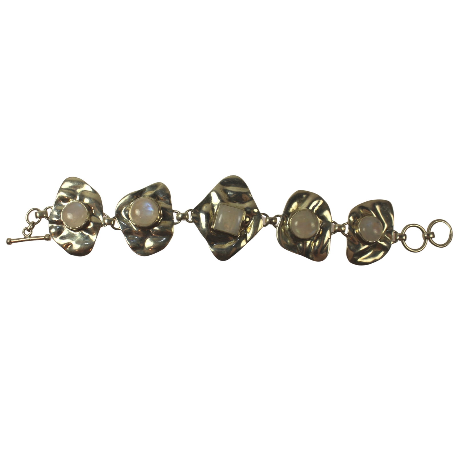 Sterling (925) Silver Panel Bracelet with Moonstone adornments: Catching Size ASW Troy oz Medium Jewelry