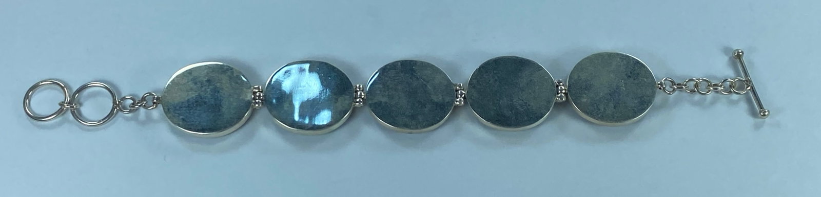 Sterling Silver Enamel Bracelet set with Sponge Coral - 3