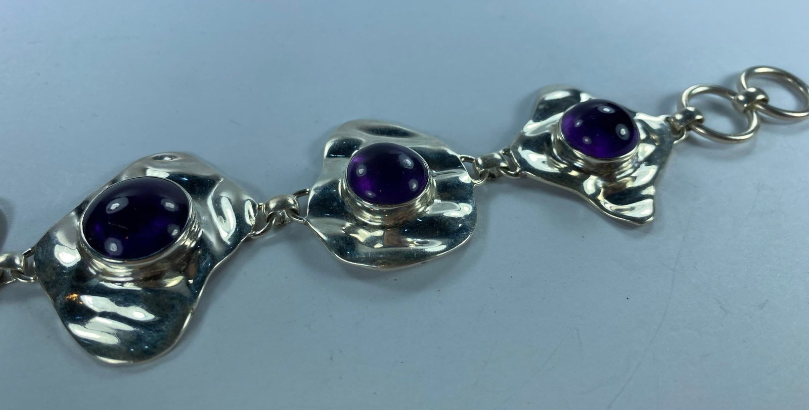 Amethyst Cabochon Bracelet in Sterling (925) Silver - 2