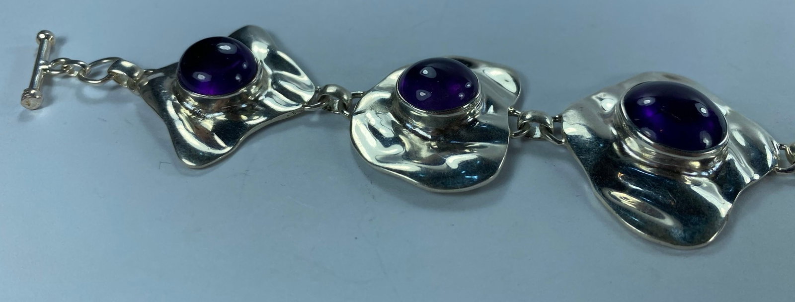 Amethyst Cabochon Bracelet in Sterling (925) Silver - 3