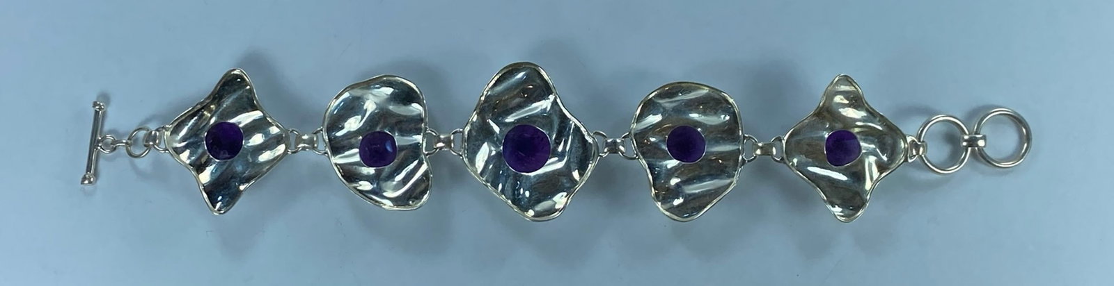 Amethyst Cabochon Bracelet in Sterling (925) Silver - 4