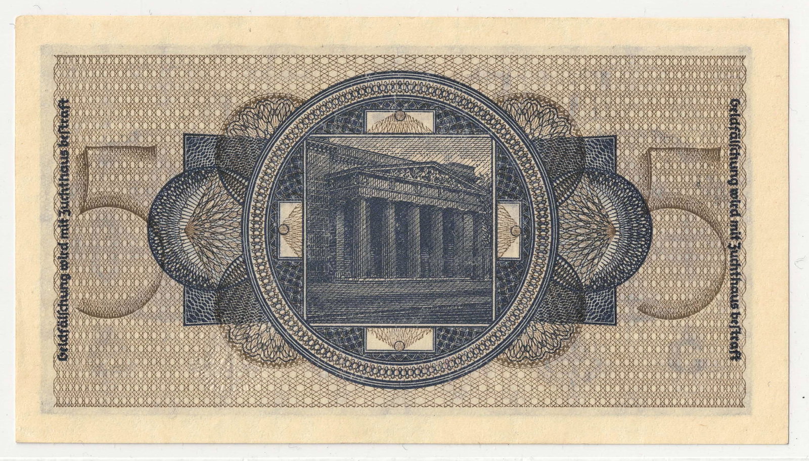 German Occupied Territories 1940 Funf (5) Reichsmark, Uncirculated - 2