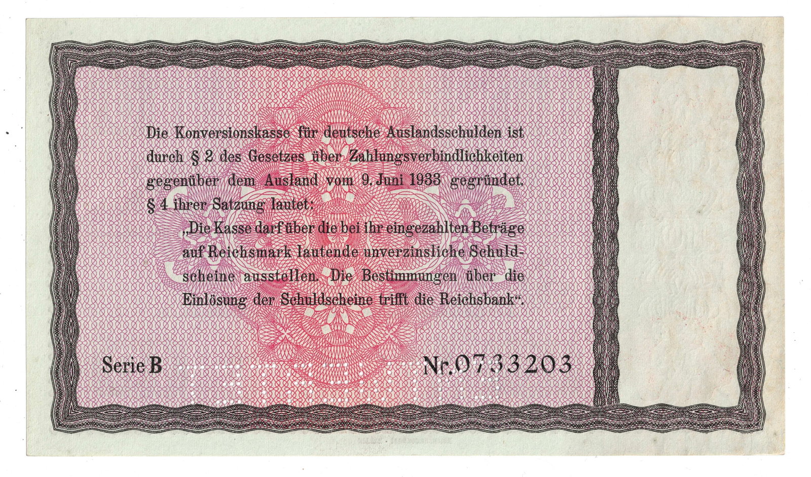 Germany 1933/34 w Overstamp 10 RM Promissory Note for Conversion of German Foreign Debts, Unc (2) - 5