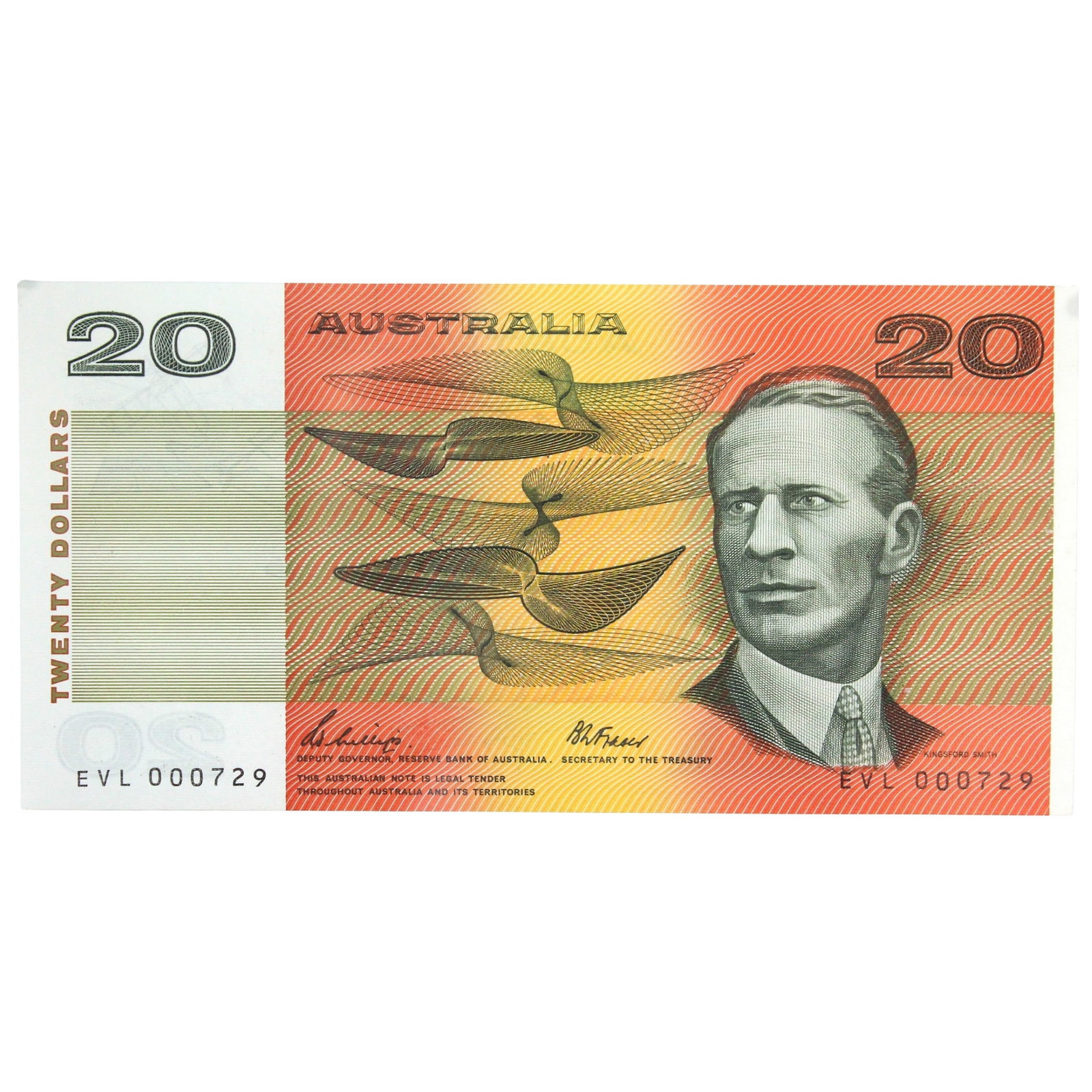 Australia 'Phillips - Fraser' $20 (1989), Uncirculated Low No. EVL 000729 note in a Perspex case.: Renniks# 411 : Custom framed by NPA and presented to acting Governor of the Reserver bank and the note signatory M.J. Phillips. Unique Condition O(riginal) P(aper) Q(uality) Medium Twenty Dollar