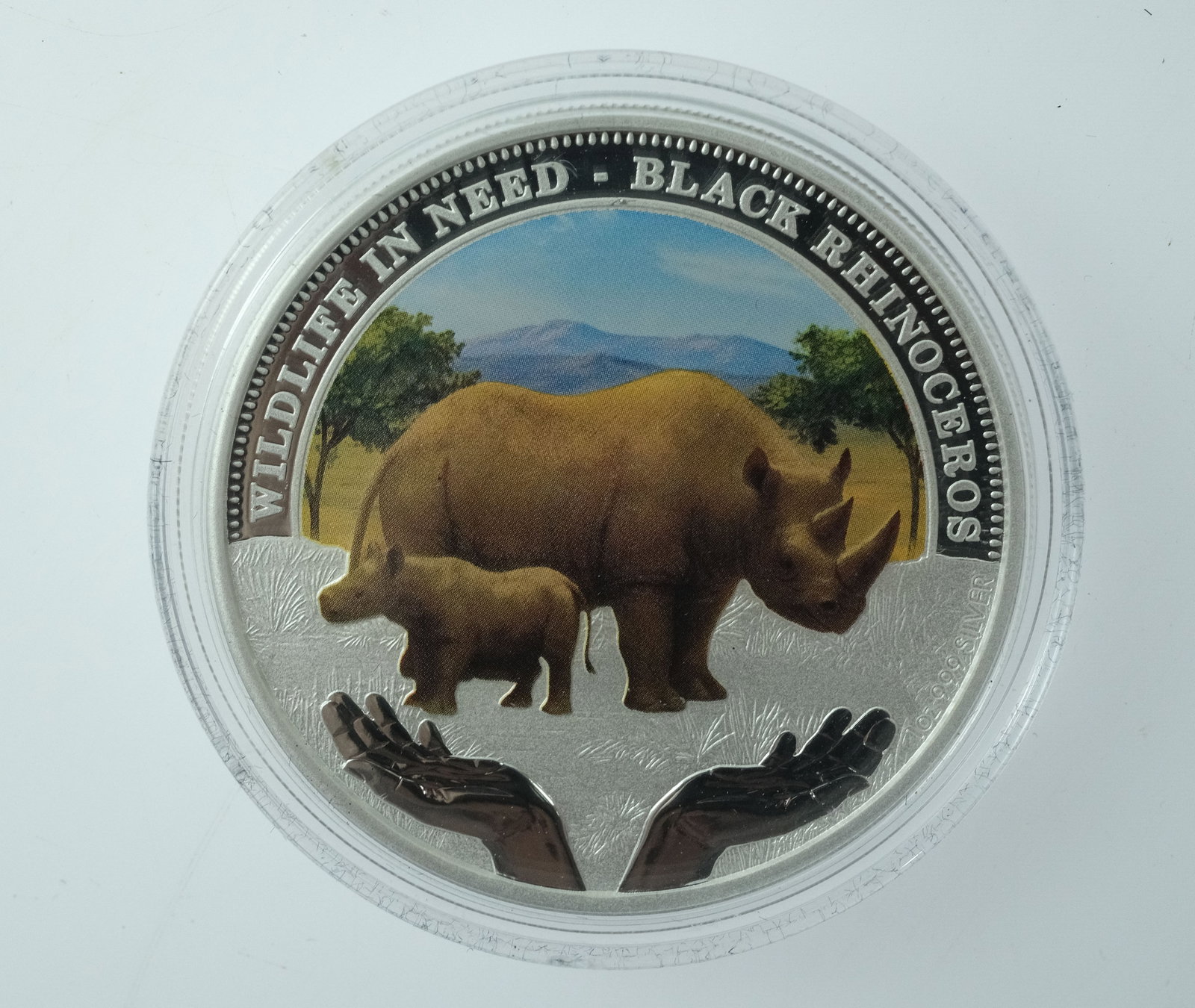 Tuvalu 2012 'Black Rhino' Coloured Silver (999) Proof $1,FDC - 3