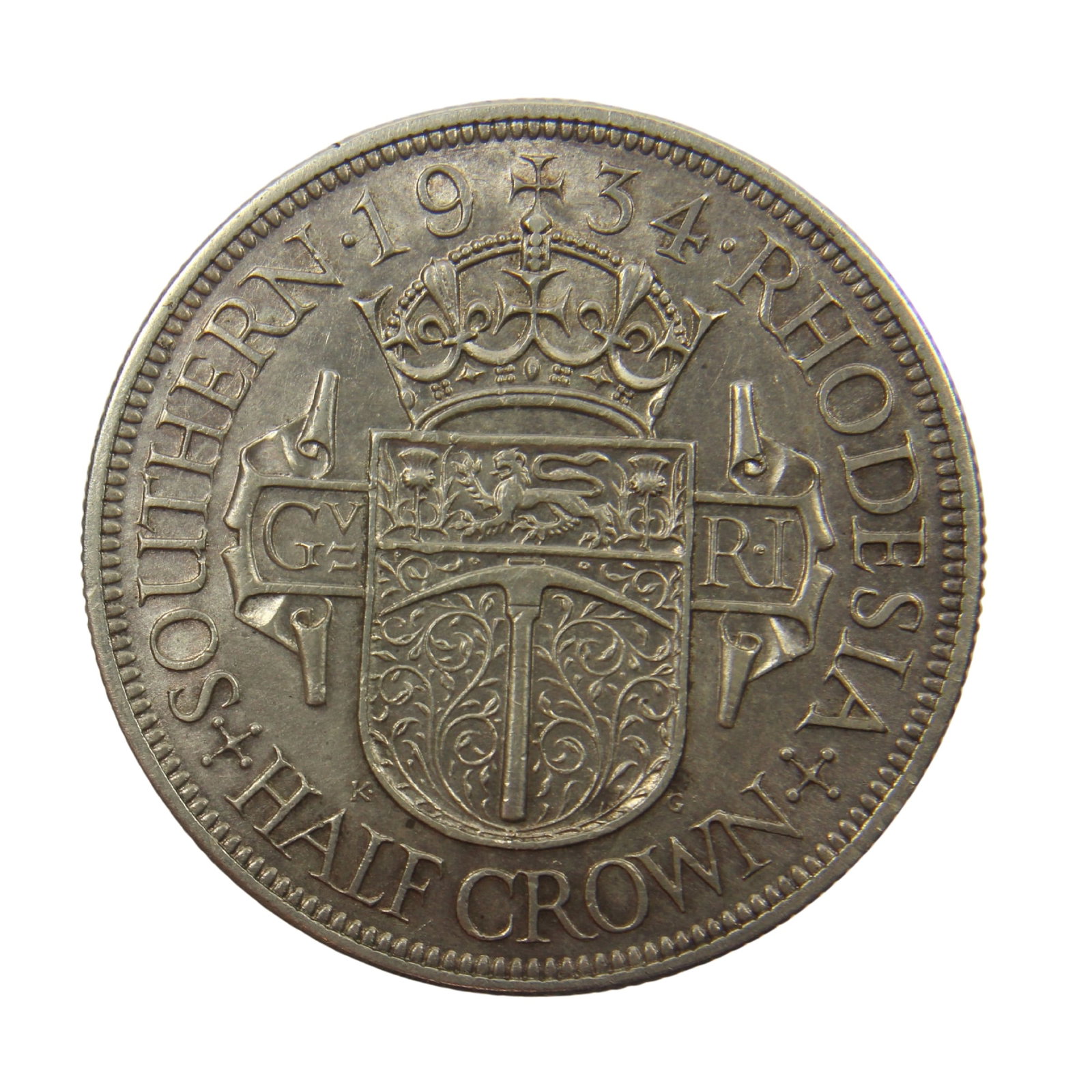 Southern Rhodesia 1934 Half Crown, virtually Uncirculated: George V Medium South Rhodesia