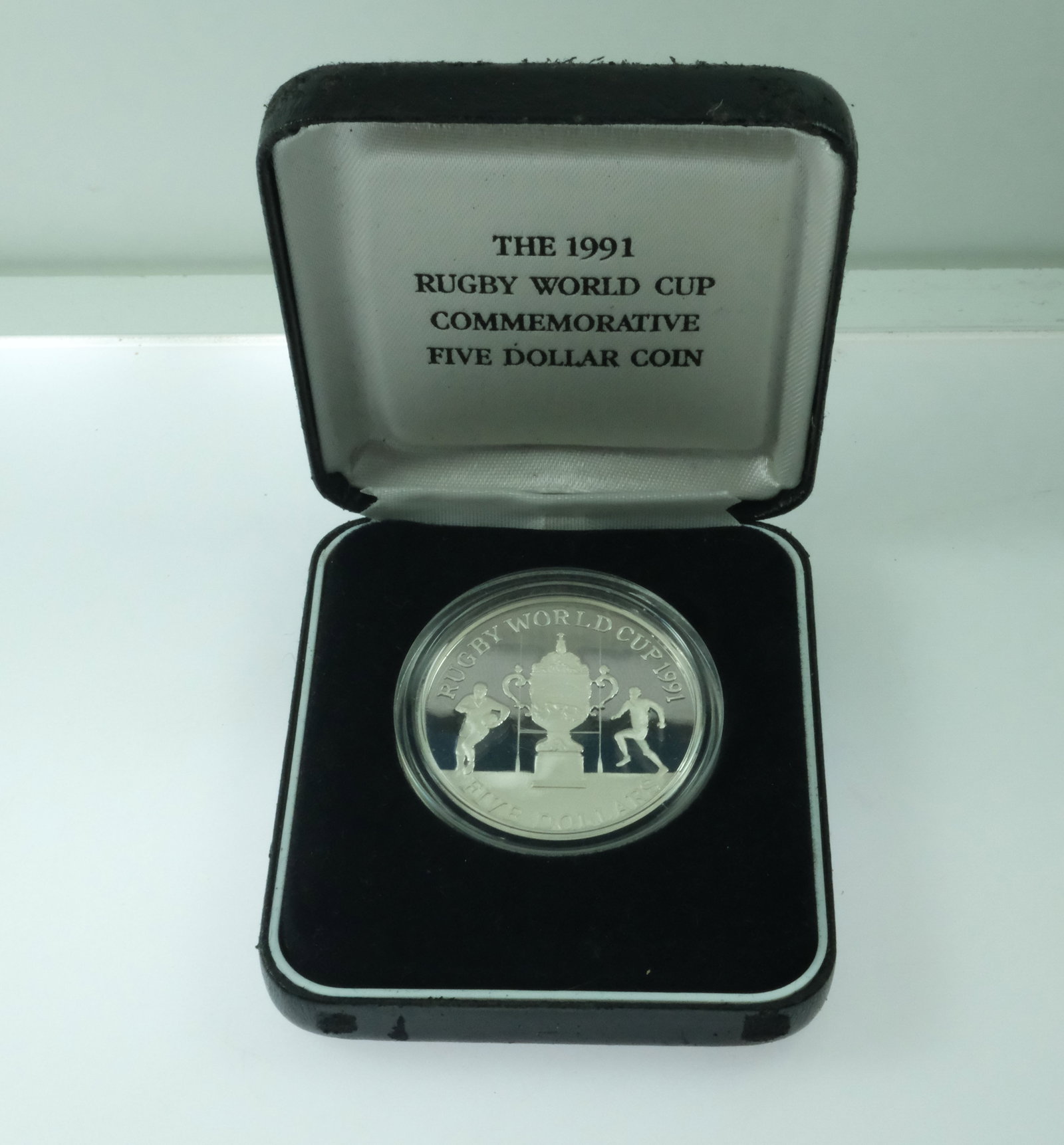 New Zealand 1991 'Rugby World Cup' Silver (925) Proof $5, FDC - 2