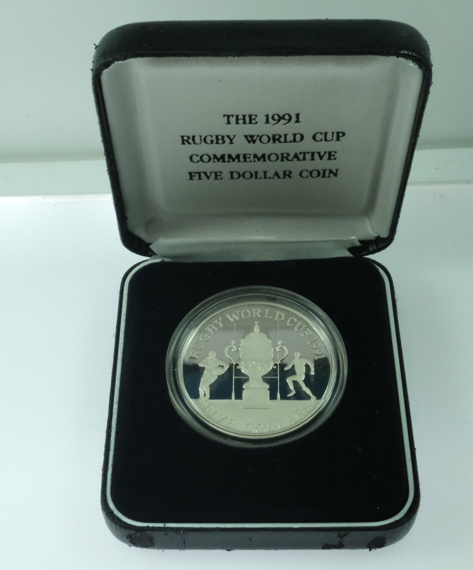 New Zealand 1991 'Rugby World Cup' Silver (925) Proof $5, FDC - 5