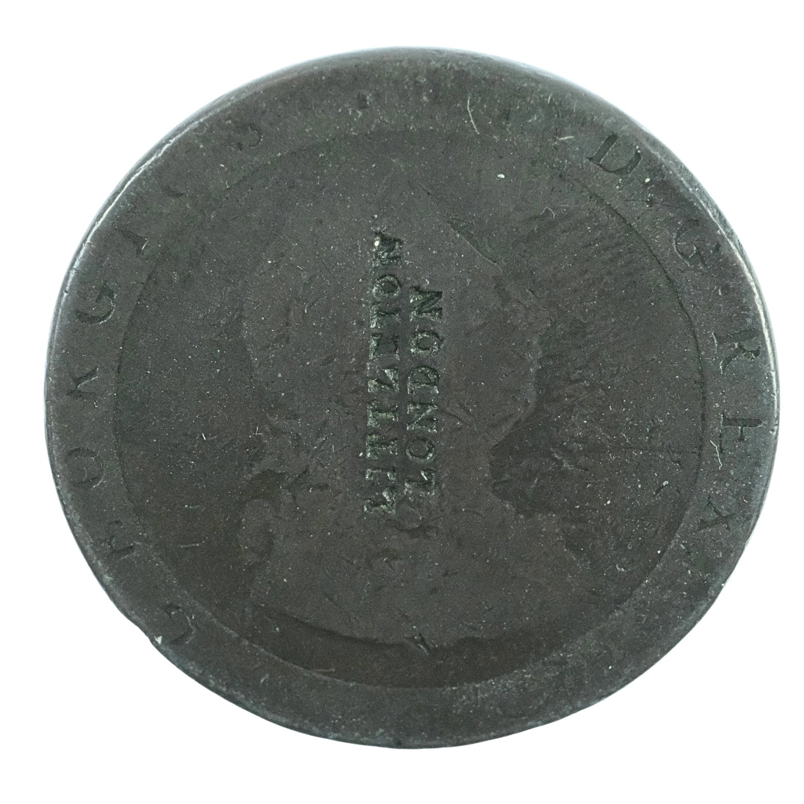 Great Britain 1797 'Cartwheel' Penny with Trader's Counterstamp 'Littlejohn / London, Good (1 of 2)