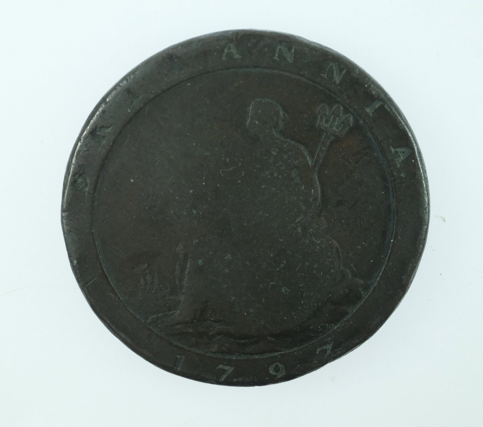 Great Britain 1797 'Cartwheel' Penny with Trader's Counterstamp 'WF' Very Good - 2