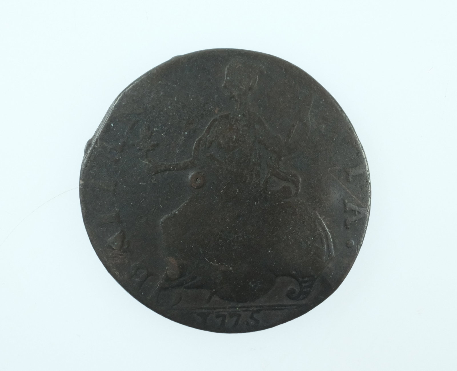 Great Britain 1775 Halfpenny with Traders Counterstamp 'DA' , good Fine - 2