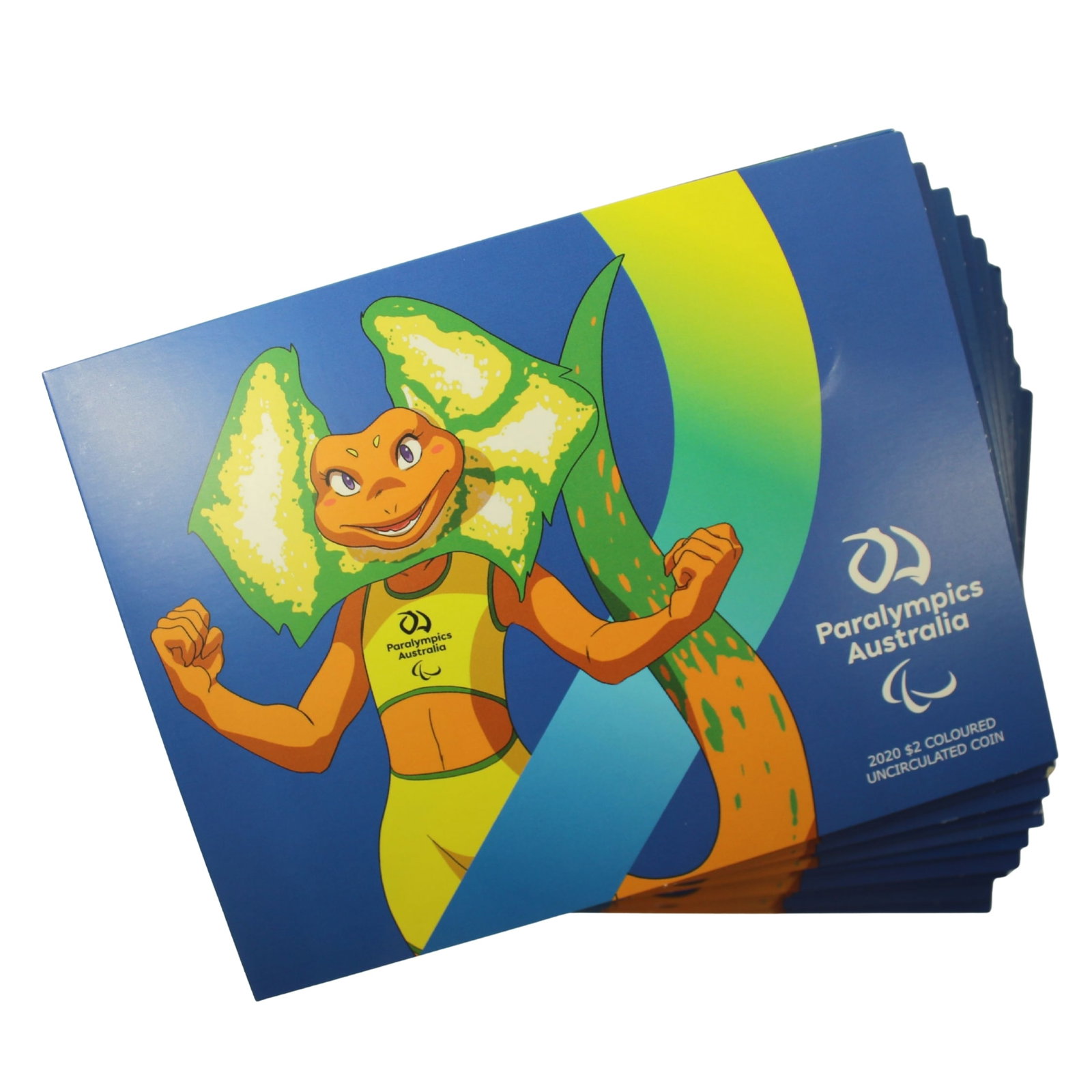 Australia 2020 'Tokyo Paralympics - Set the Goal' Coloured Al-Br $2, Uncirculated (10 coins): In Commemorative Folder Medium Modern Coins