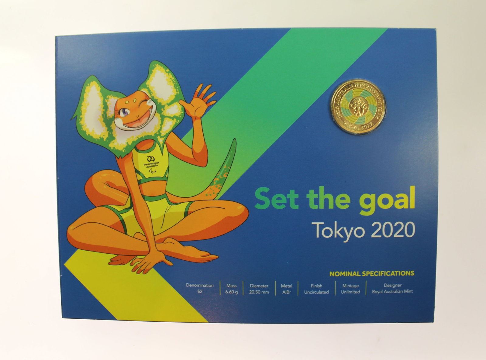 Australia 2020 'Tokyo Paralympics - Set the Goal' Coloured Al-Br $2, Uncirculated (10 coins) - 2