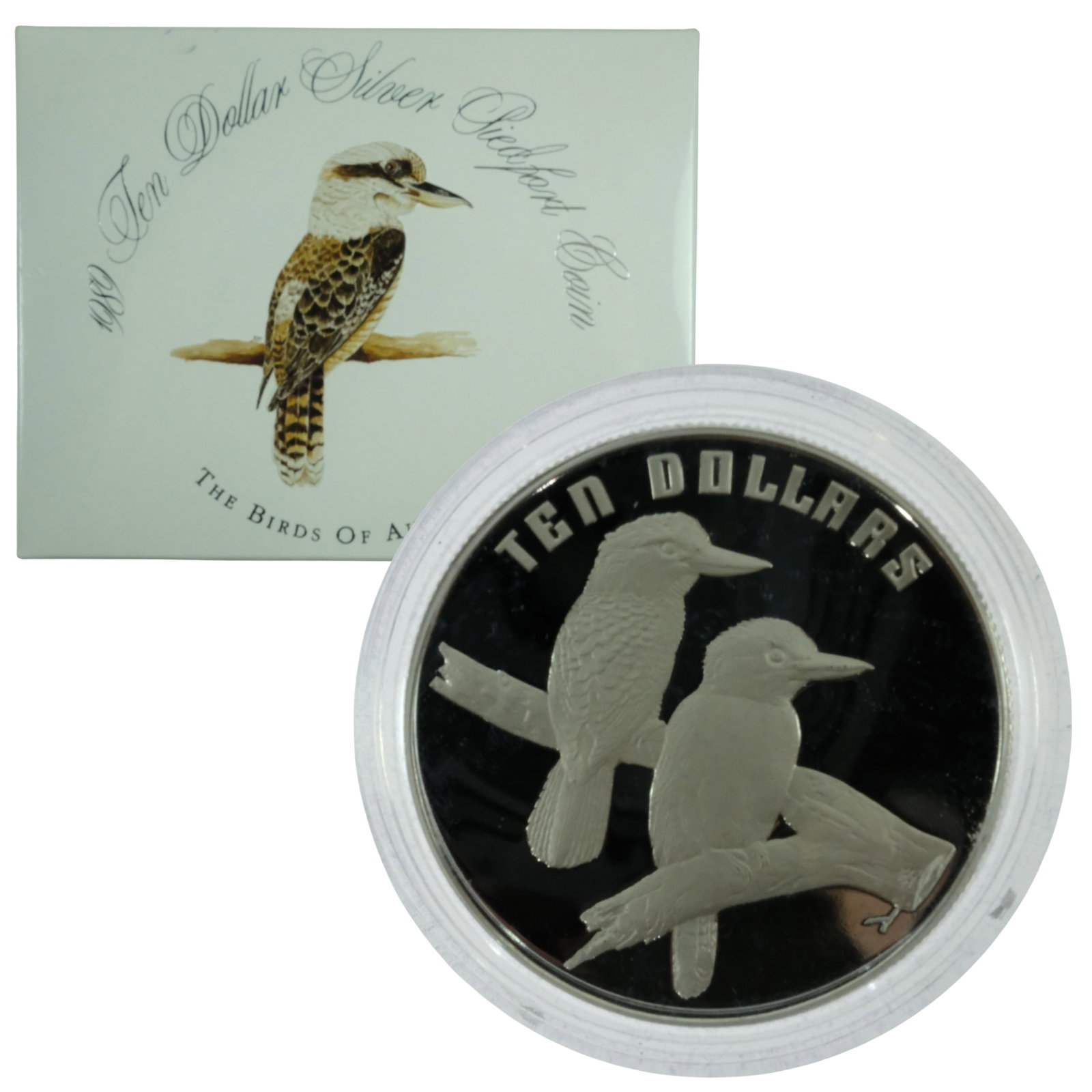 Australia 1989 'Kookaburra' Piedfort Silver (925) Proof $10, FDC: Cert #13598 Size ASW 1.1895 Troy oz Medium Modern Coins