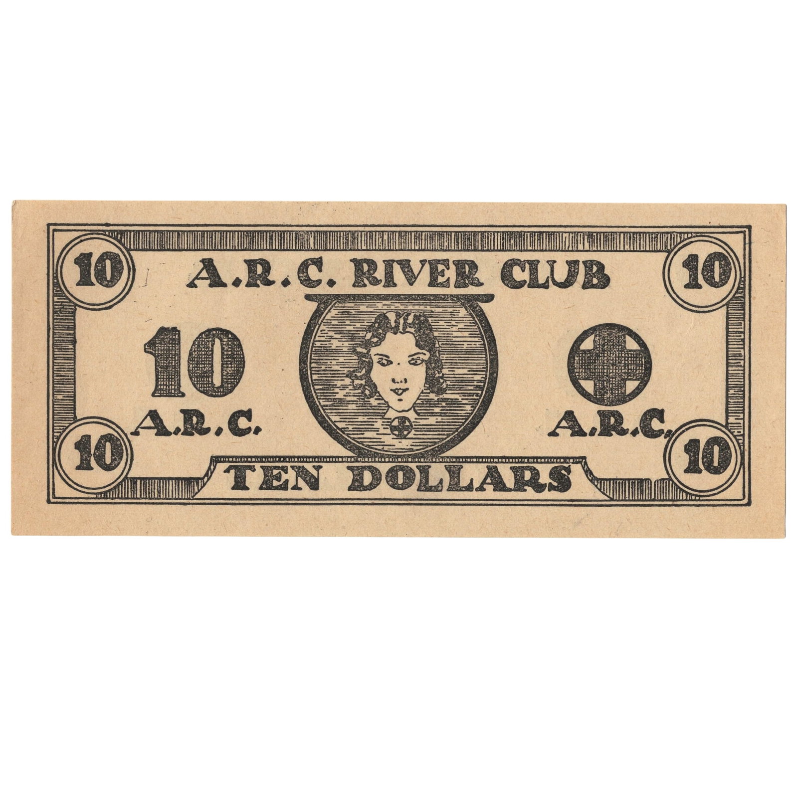 U.S. WWII A(merican) R(ed) C(ross) River Club, Bremen Germany 10c Chit, Uncirculated: . Medium USA