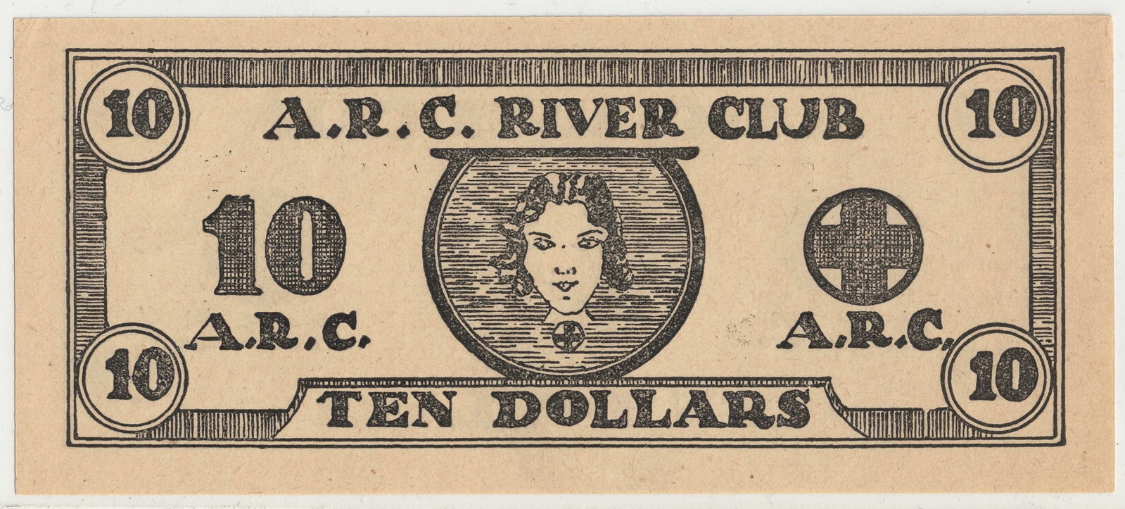 U.S. WWII A(merican) R(ed) C(ross) River Club, Bremen Germany 10c Chit, Uncirculated - 2