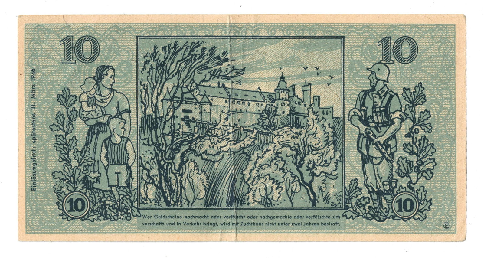 German Reich, Württemberg 10 Marks, April 10, 1945, good Extremely - 2