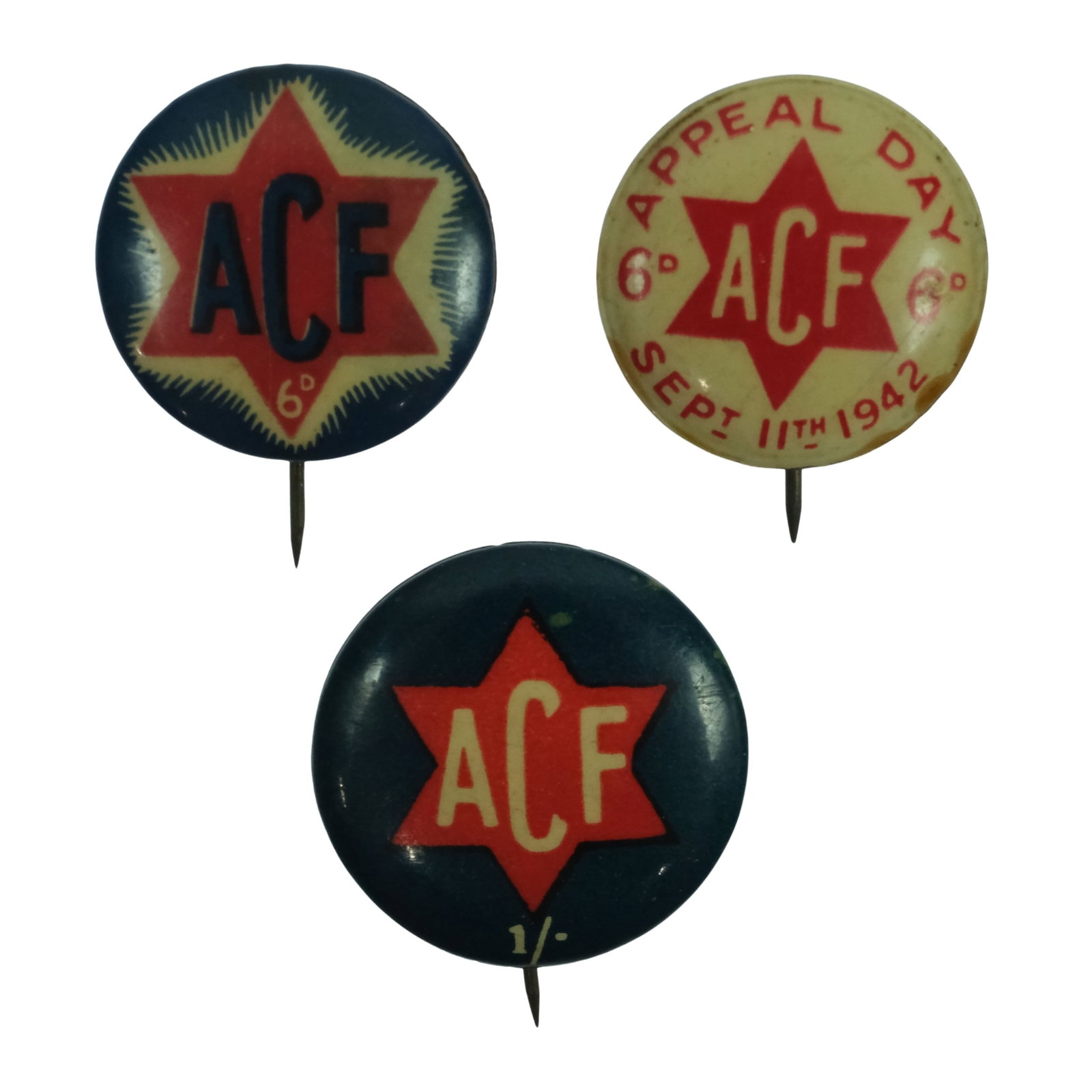Australia - WWI & WW11 ACF Donation Badges (3): A(ustralian) C(omforts) F(und) Medium Collectables
