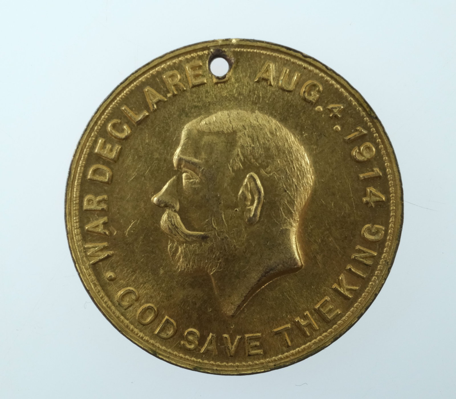 Australia 1914 'War Declared Aug. 4. 1914' Gilt Medalet, Brilliant Uncirculated: Carlisle# 1914/10 Size Diameter 26mm Medium Collectables