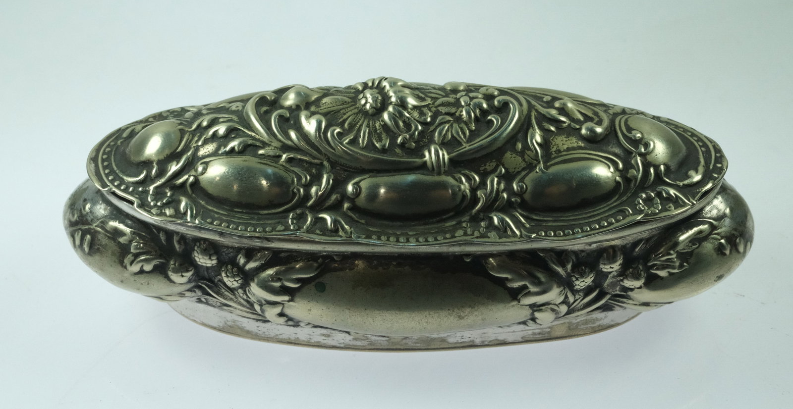 Antique Silver-plated Oval Dressing Table box - 2
