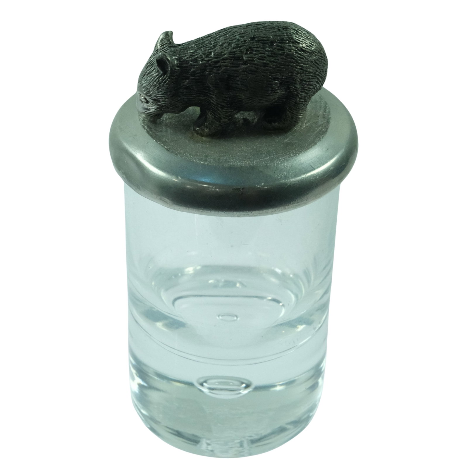 Pewter Wombat Lidded Shot Glass: . Size 11cm x 4.5cm Medium Art & Antiques